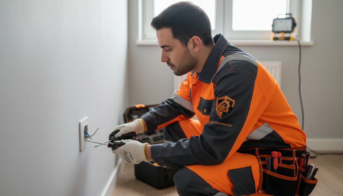 Electricista autorizado revisando cuadro eléctrico y cableado en vivienda de Granada - Multiservicios ELO